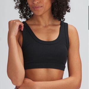ALO YOGA Wellness Bra Black Ribbed Size Medium